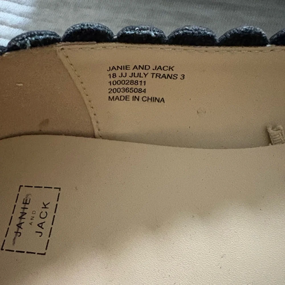 Janie and Jack Scalloped Black‎ Ballet Flat White Bow Girls Size 3